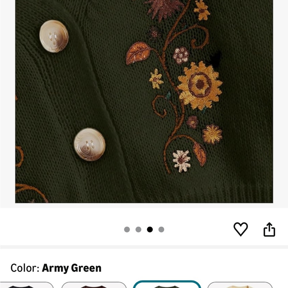 Floral Embroidered Green Sweater - Picture 3 of 3